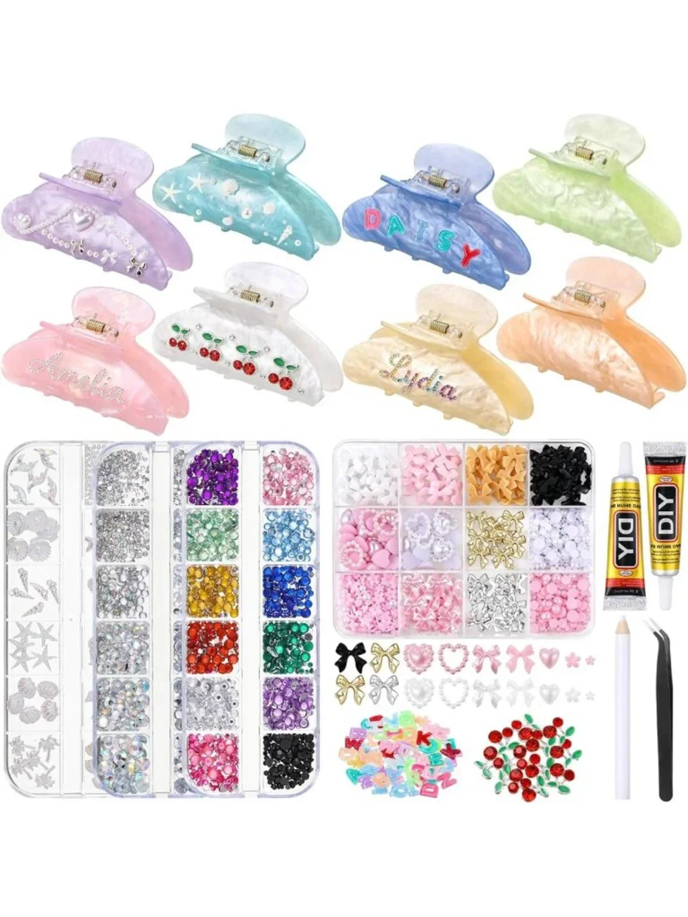 8 Pack Acrylic Claw Clips Set - Strong Hold Hair Barrettes for All Hair Types